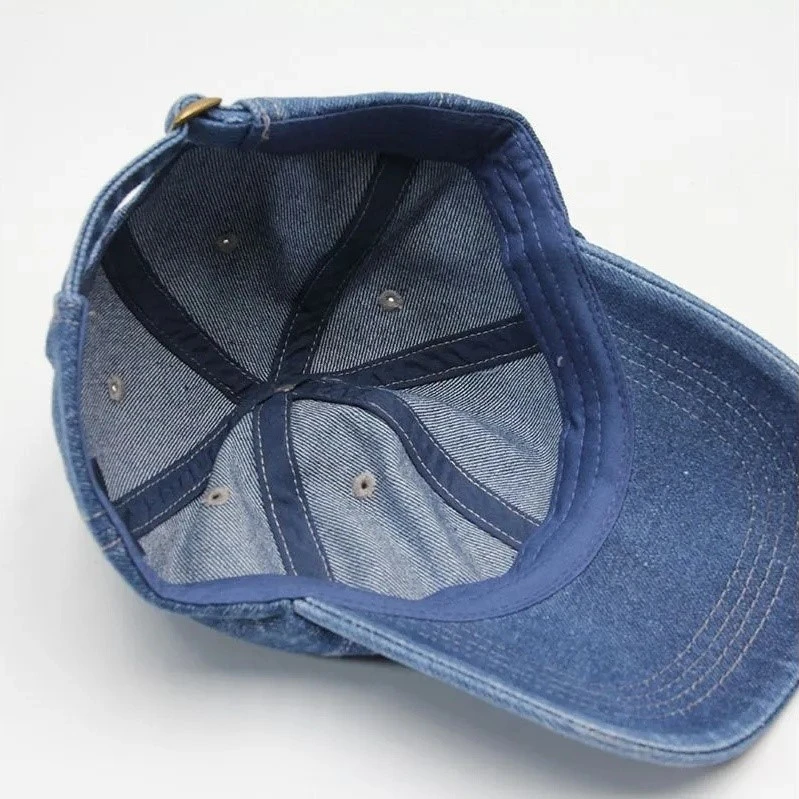 washed denim baseball cap
